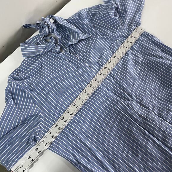 Rails Top Womens Small Blue Mimi Maldives Stripe Button Down Bow Neck Blouse - Picture 7 of 9